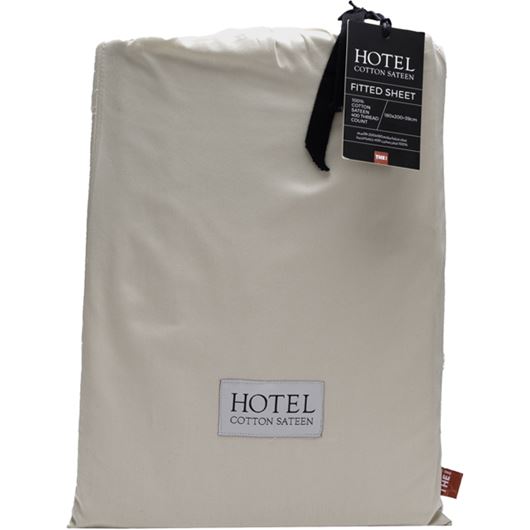 Picture of HOTEL Sateen fitted sheet beige - 180x200+39cm