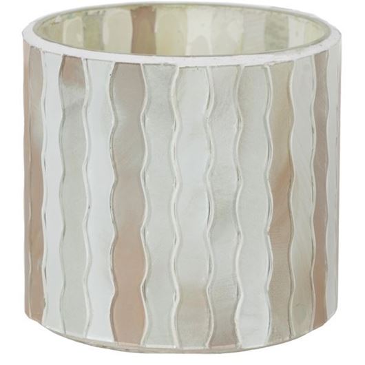 MOSAIC tea light holder white/brown - H8cm
