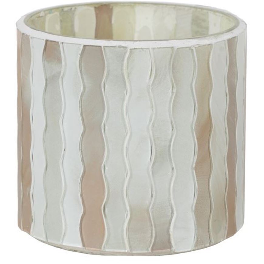 MOSAIC tea light holder white/brown - H8cm