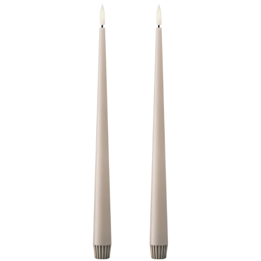 Picture of ERIK LED taper candles linen grey set of 2