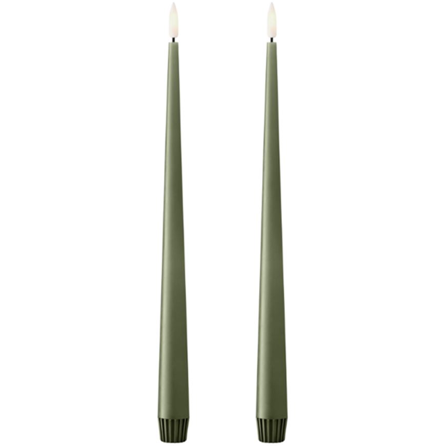 Picture of ERIK LED taper candles green soil set of 2