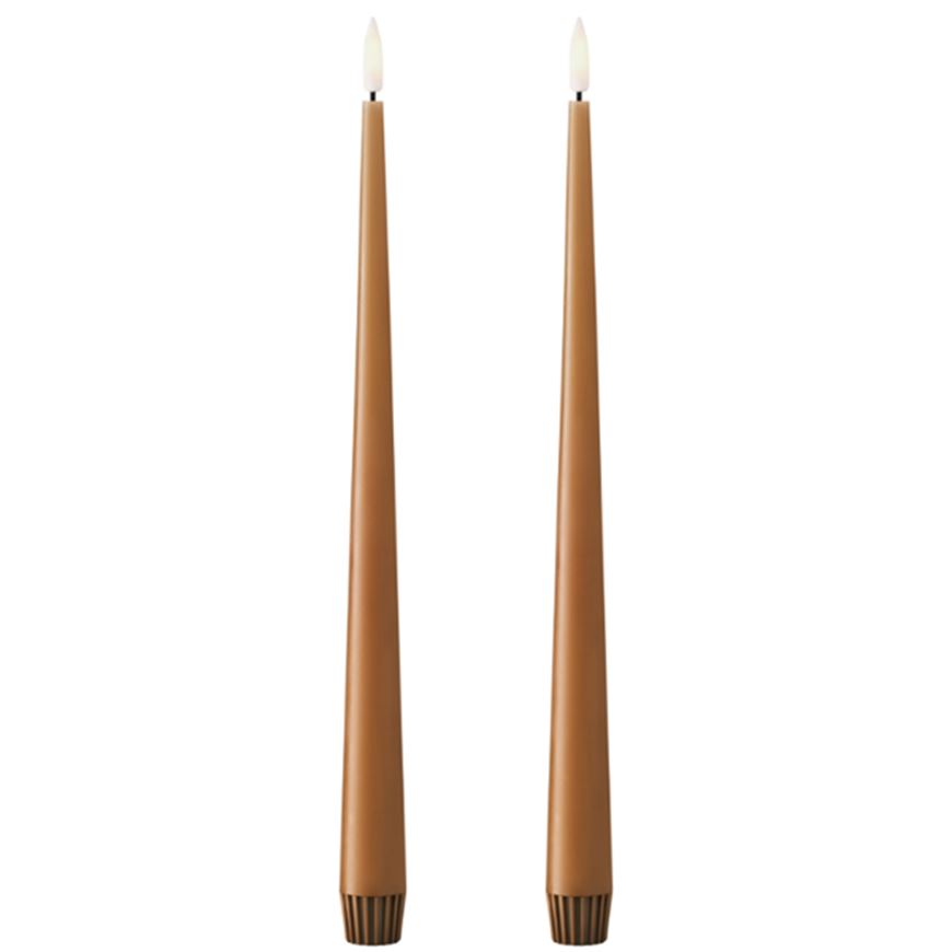 Picture of ERIK LED taper candles raw toffee set of 2
