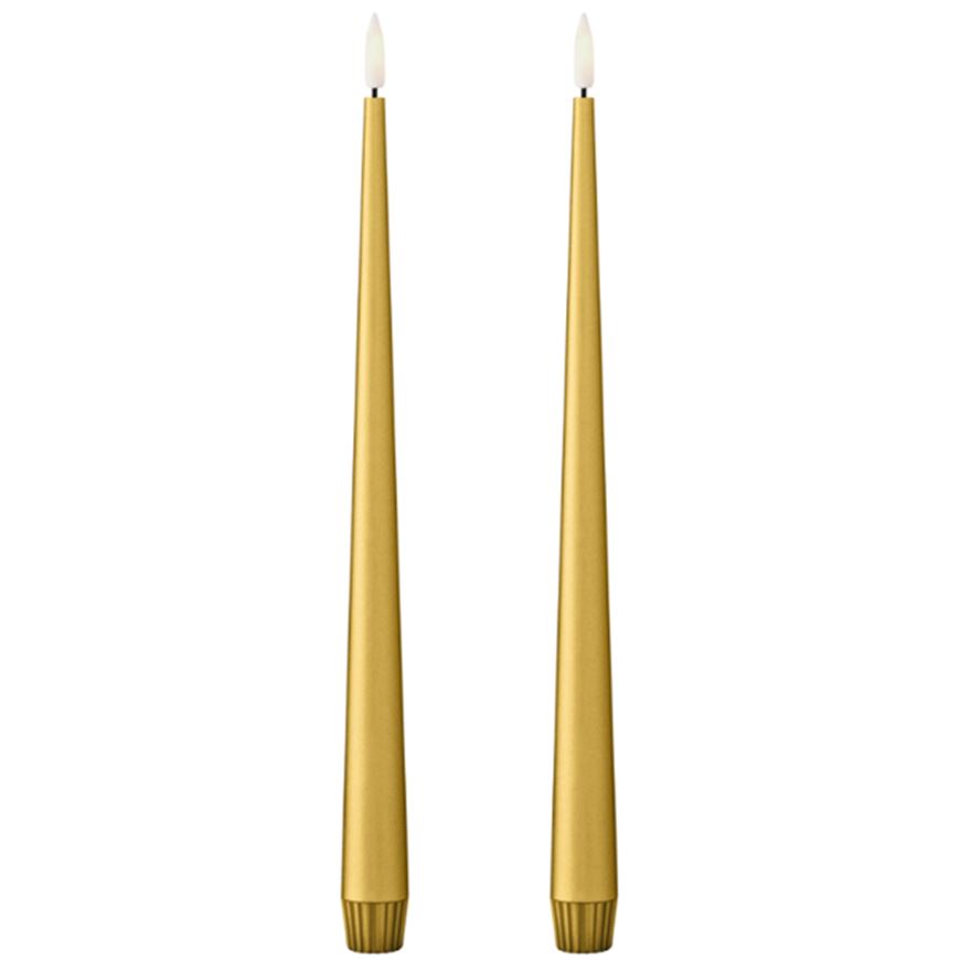 Picture of ERIK LED taper candles gold metallic set of 2