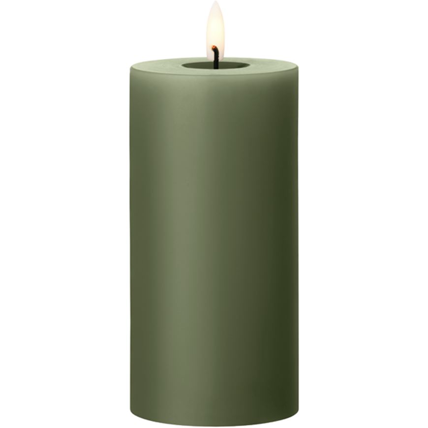 Picture of ERIK LED pillar candle green soil - H15cm