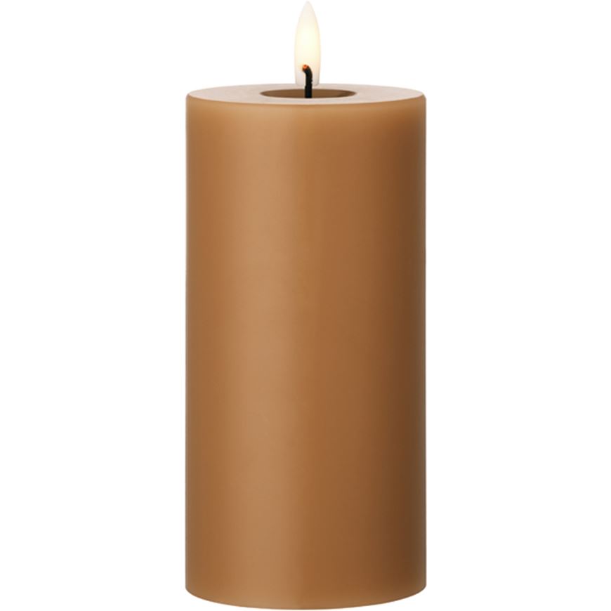 Picture of ERIK LED pillar candle raw toffee - H15cm