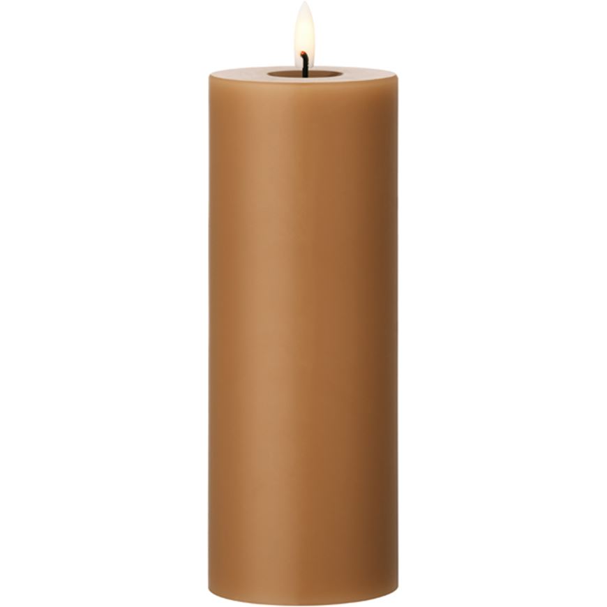 Picture of ERIK LED pillar candle raw toffee - H20cm
