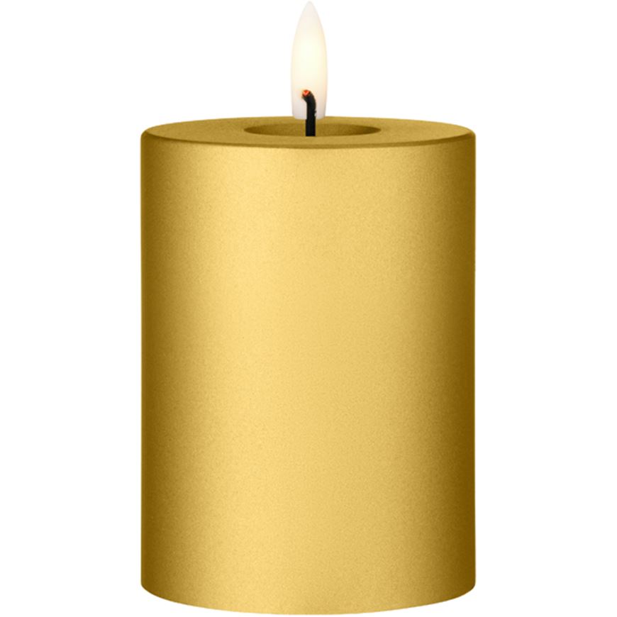 Picture of ERIK LED pillar candle gold metallic - H10cm