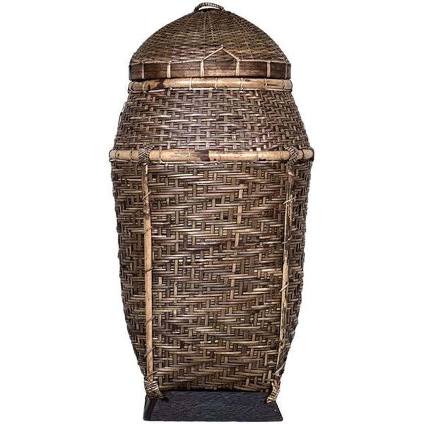 Picture of AWAN basket with lid brown - H56cm