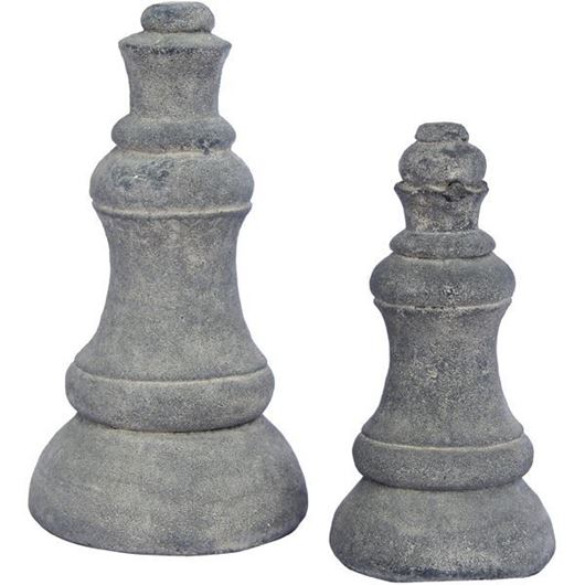 Picture of CHESS knight decoration grey set of 2