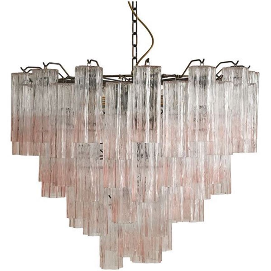 Picture of OLIVIA pendant lamp pink/brass -dia75cm