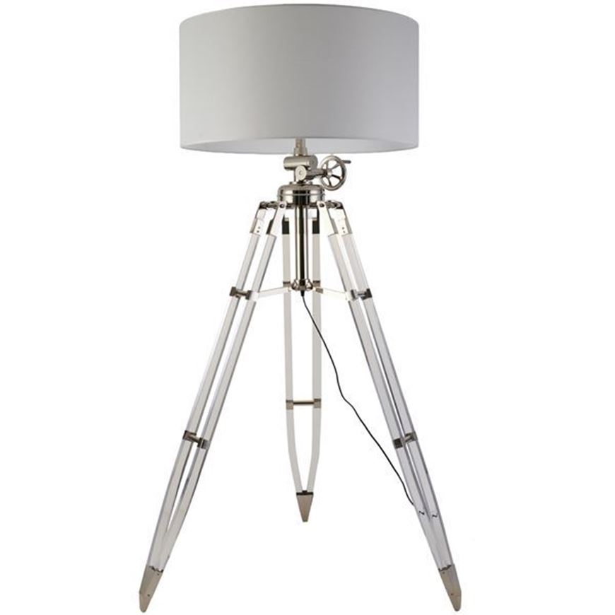 Picture of TELESCOPE floor lamp white/chrome -H195cm